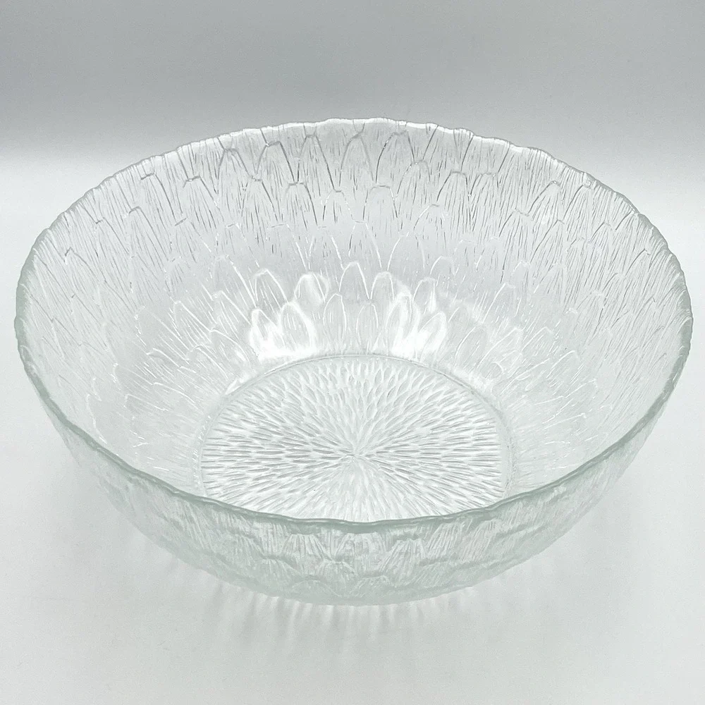 Vintage 1970s Arcoroc Marguerite Clear Glass Sunflower‎ Salad Bowl 10.5